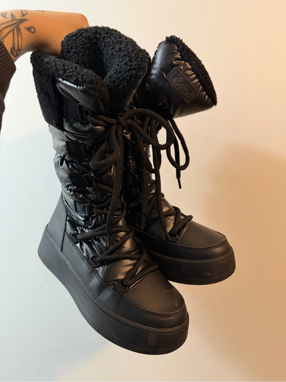 Kuiper Faux Fur Lined Platform Winter Boots - Black, Size 7
